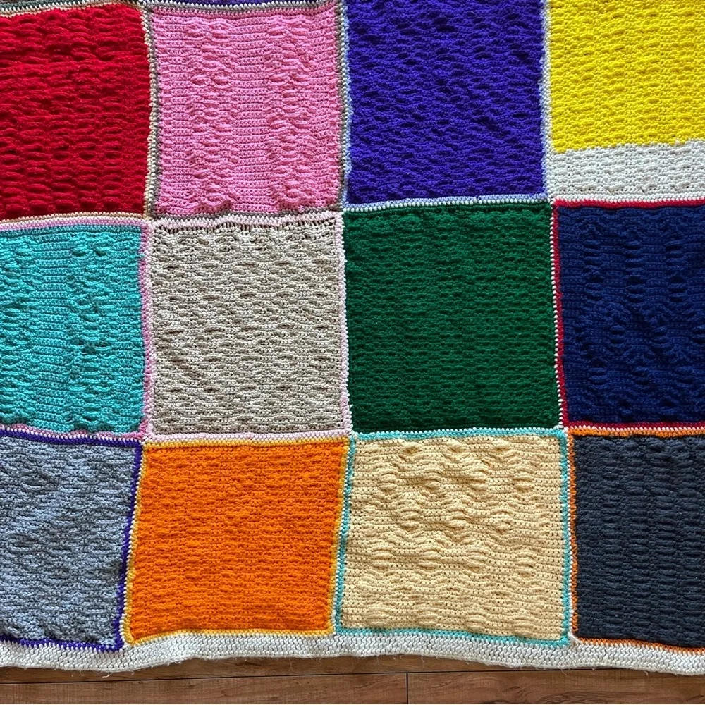 Handmade Multicolor Patchwork Crochet Throw Blanket - Assorted Colors